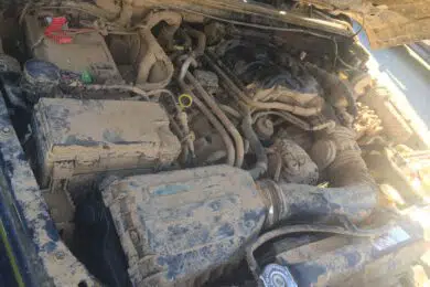 picture showing a Dirty Engine, Engine Shampoo services, clean engine bay area. clean car engine. Degrease Engine. interior detailing, engine detailing