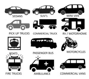picture showing vehicle categories for cleaning