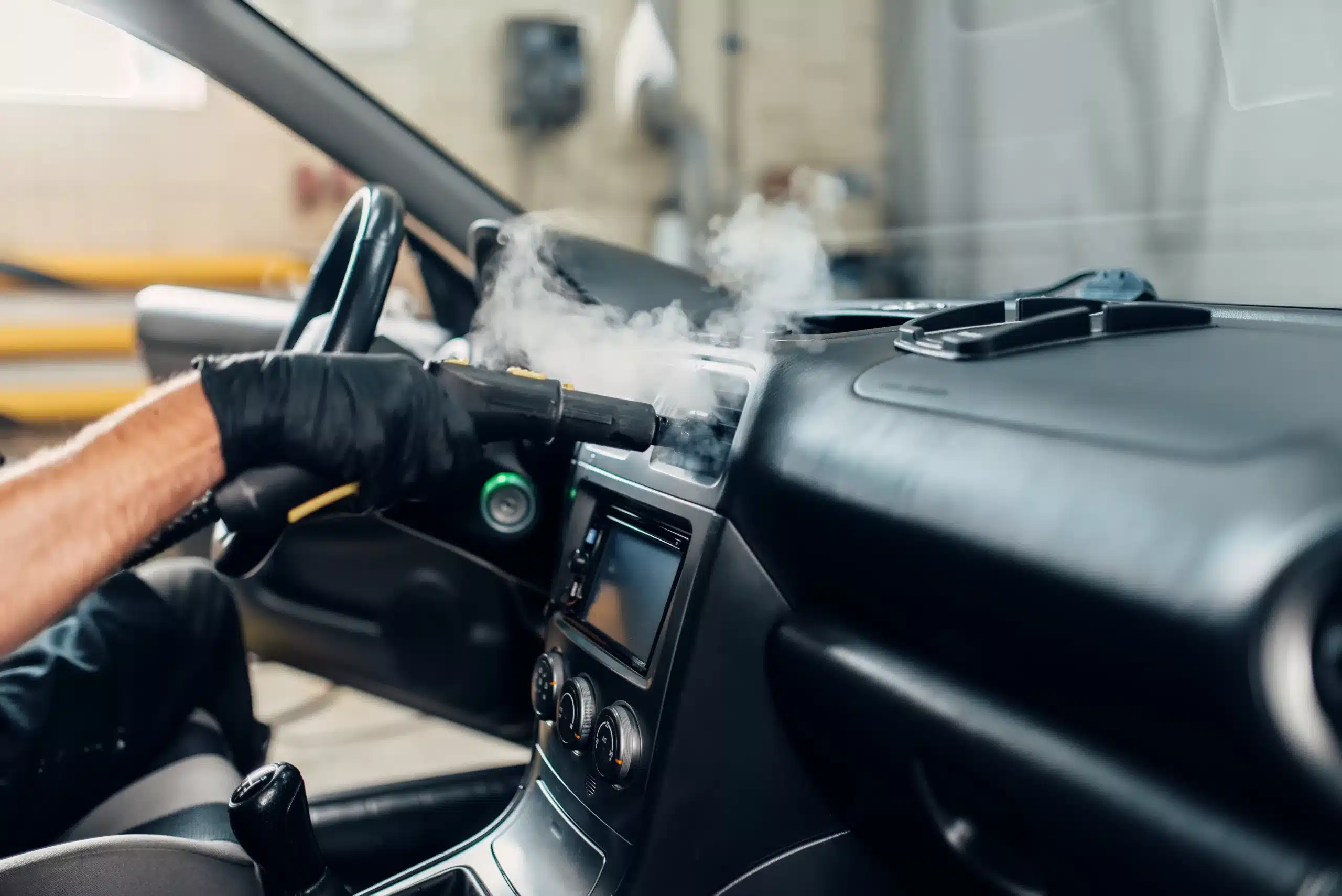 Steam cleaning interiors of cars